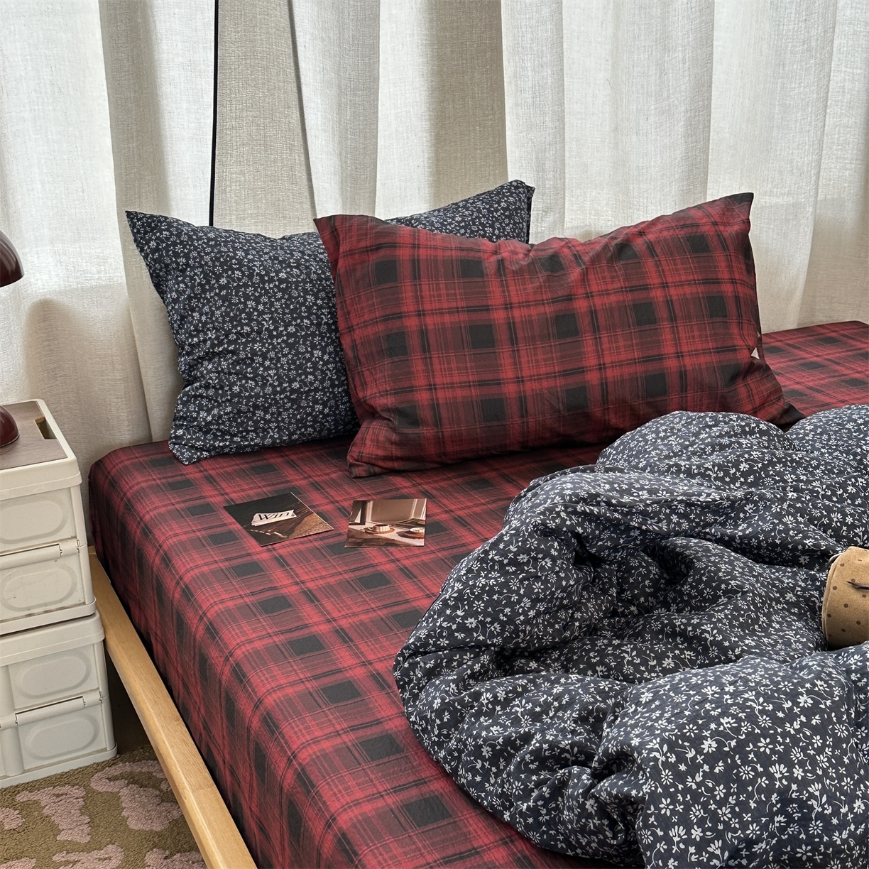 91家纺网 家纺一手货源 找家纺 拾一 2026新款日韩复古混搭风田园小碎花水洗棉木棉四件套 蓝调花语