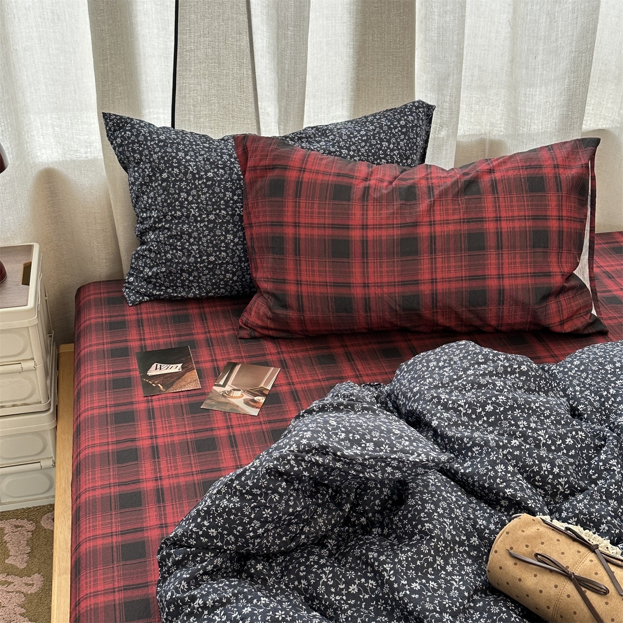 91家纺网 家纺一手货源 找家纺 拾一 2026新款日韩复古混搭风田园小碎花水洗棉木棉四件套 蓝调花语