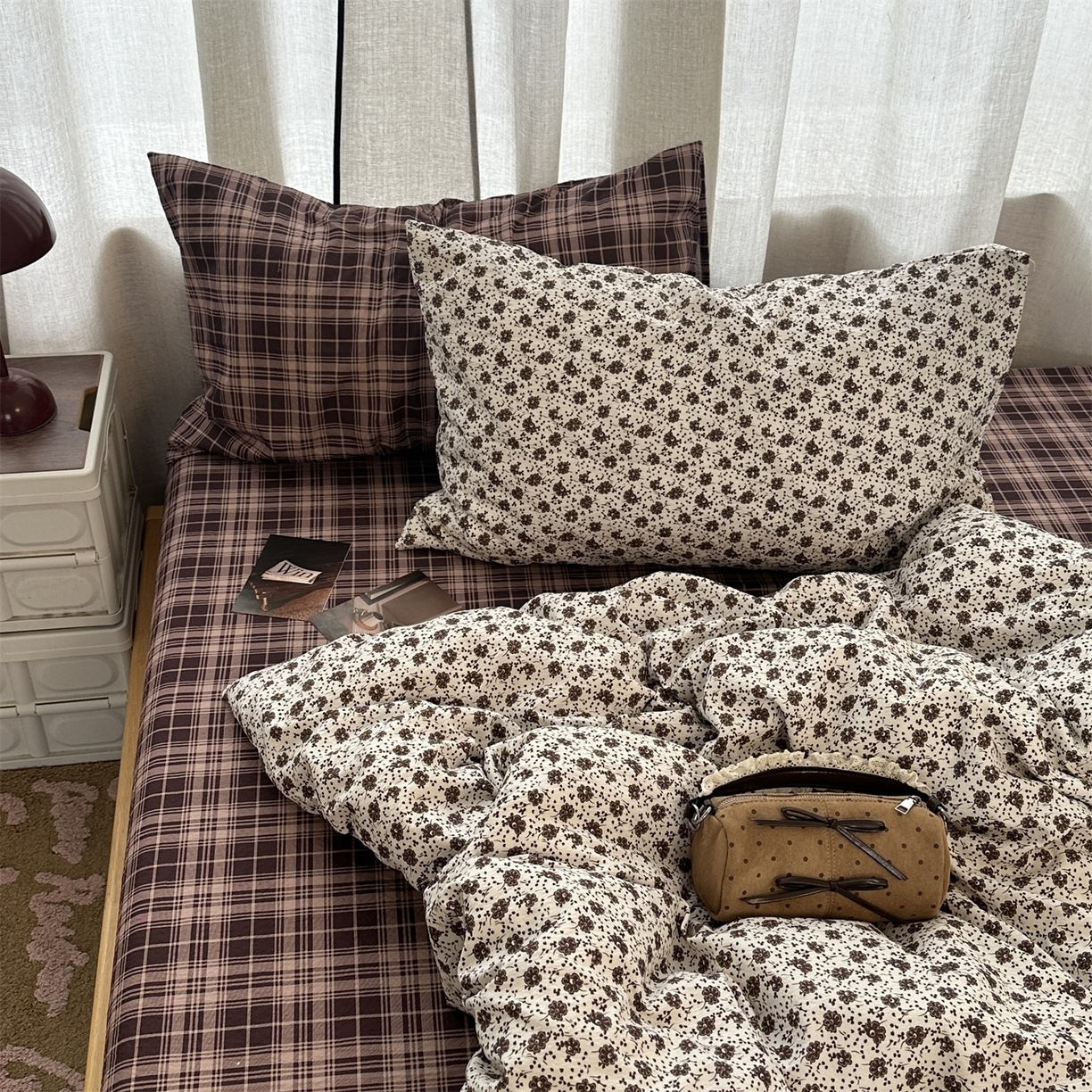 91家纺网 家纺一手货源 找家纺 拾一 2026新款日韩复古混搭风田园小碎花水洗棉木棉四件套 铃兰碎影