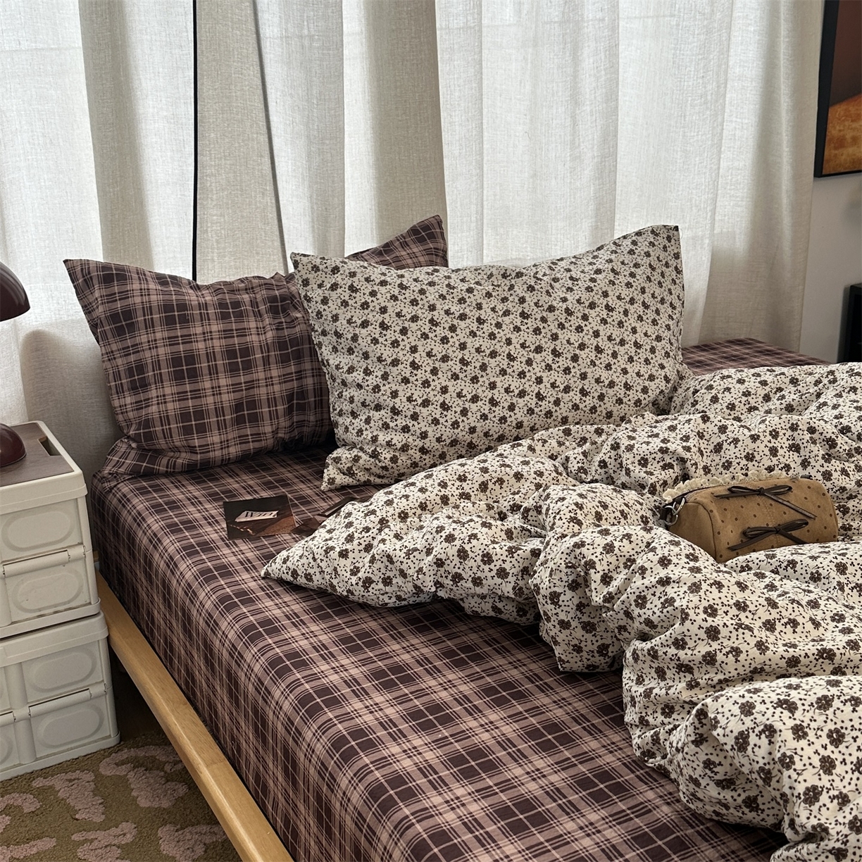 91家纺网 家纺一手货源 找家纺 拾一 2026新款日韩复古混搭风田园小碎花水洗棉木棉四件套 铃兰碎影