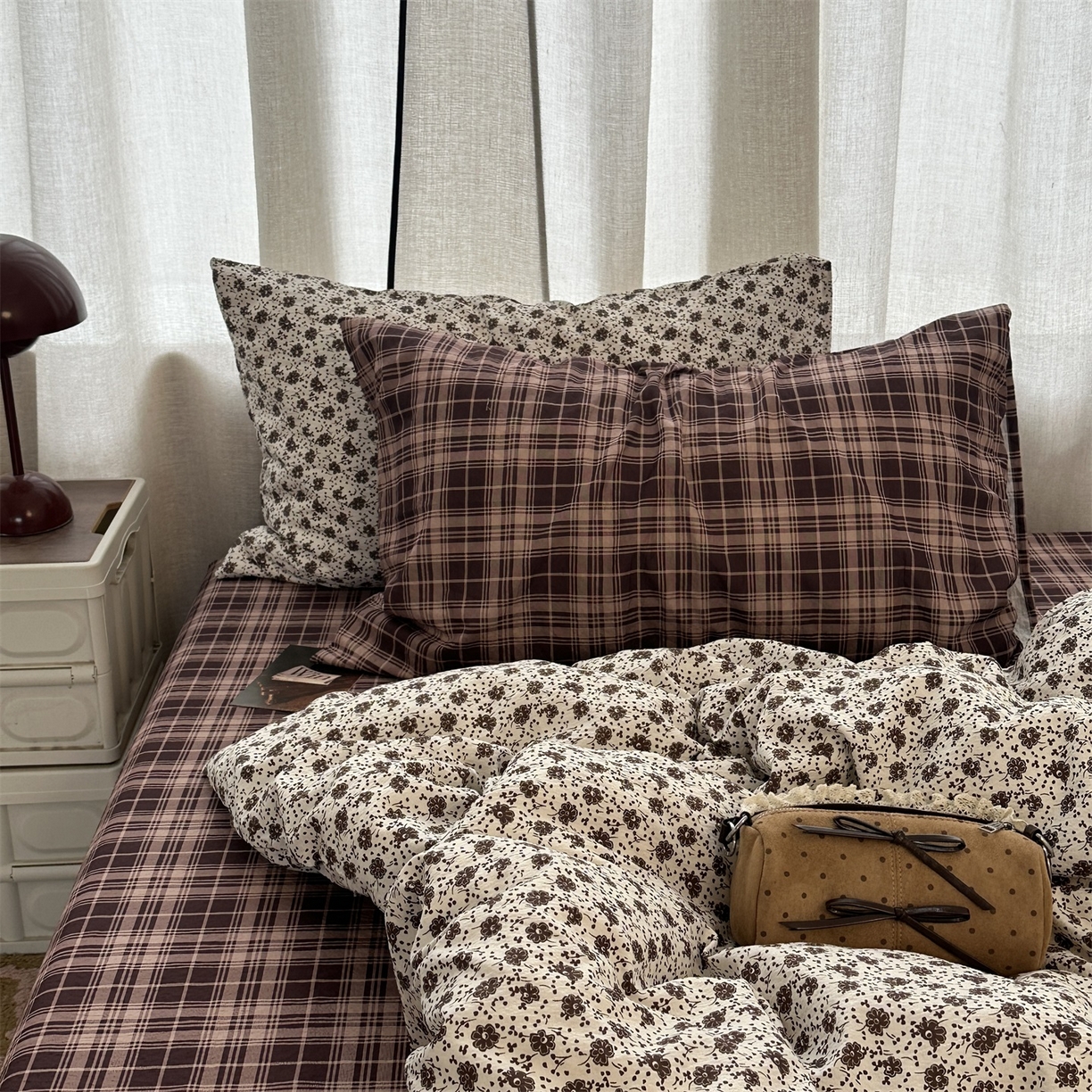 91家纺网 家纺一手货源 找家纺 拾一 2026新款日韩复古混搭风田园小碎花水洗棉木棉四件套 铃兰碎影