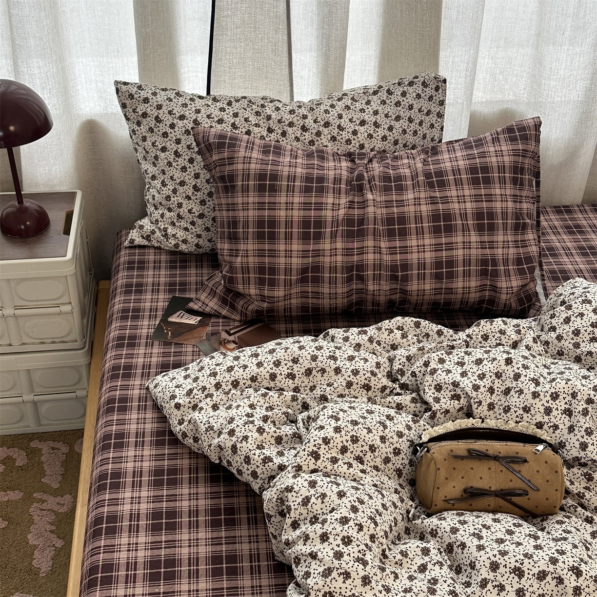 91家纺网 家纺一手货源 找家纺 拾一 2026新款日韩复古混搭风田园小碎花水洗棉木棉四件套 铃兰碎影