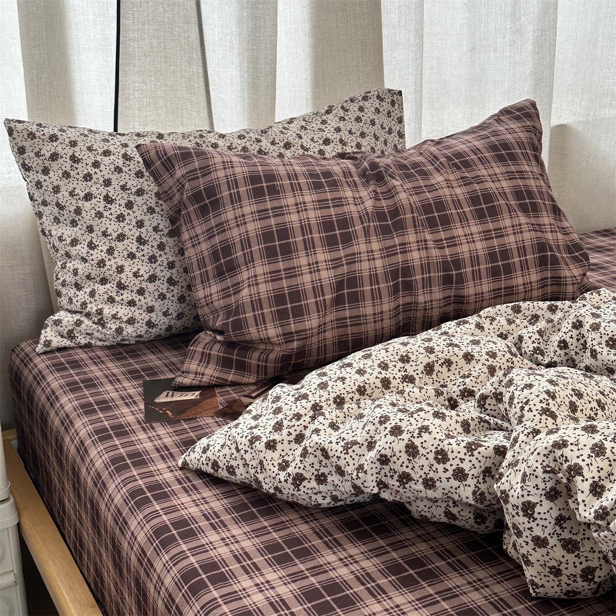 91家纺网 家纺一手货源 找家纺 拾一 2026新款日韩复古混搭风田园小碎花水洗棉木棉四件套 铃兰碎影