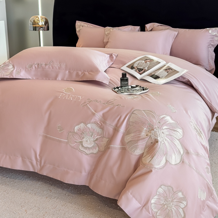 91家纺网 家纺一手货源 找家纺 女子家纺 2026新款A类长绒棉新疆全棉纯棉四件套-千幻影 粉