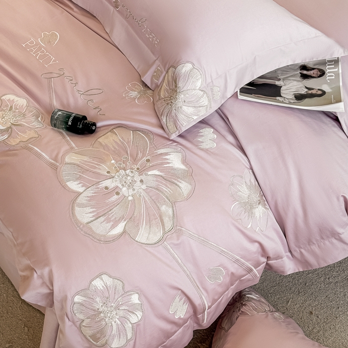 91家纺网 家纺一手货源 找家纺 女子家纺 2026新款A类长绒棉新疆全棉纯棉四件套-千幻影 粉