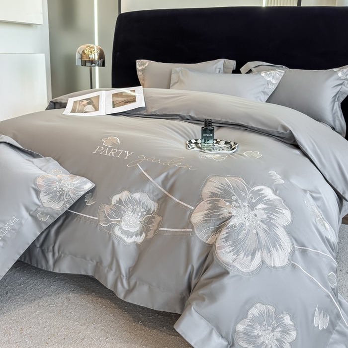 91家纺网 家纺一手货源 找家纺 女子家纺 2026新款A类长绒棉新疆全棉纯棉四件套-千幻影 高级灰