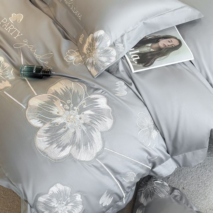 91家纺网 家纺一手货源 找家纺 女子家纺 2026新款A类长绒棉新疆全棉纯棉四件套-千幻影 高级灰