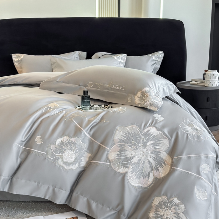 91家纺网 家纺一手货源 找家纺 女子家纺 2026新款A类长绒棉新疆全棉纯棉四件套-千幻影 高级灰