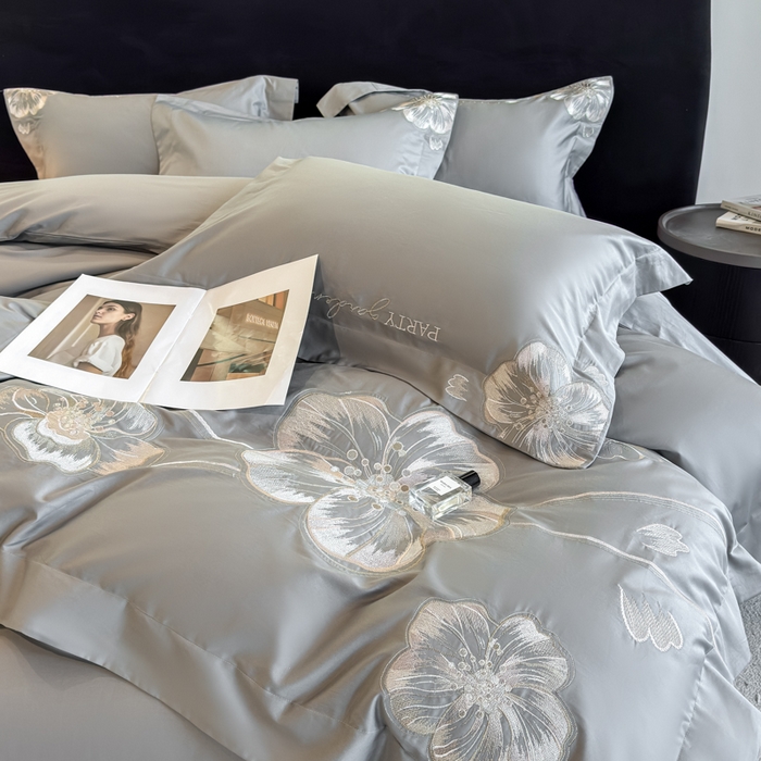 91家纺网 家纺一手货源 找家纺 女子家纺 2026新款A类长绒棉新疆全棉纯棉四件套-千幻影 高级灰