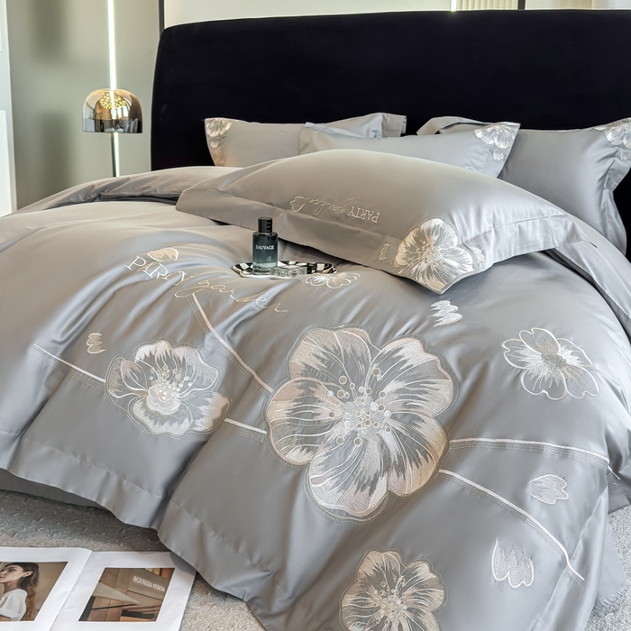 91家纺网 家纺一手货源 找家纺 女子家纺 2026新款A类长绒棉新疆全棉纯棉四件套-千幻影 高级灰