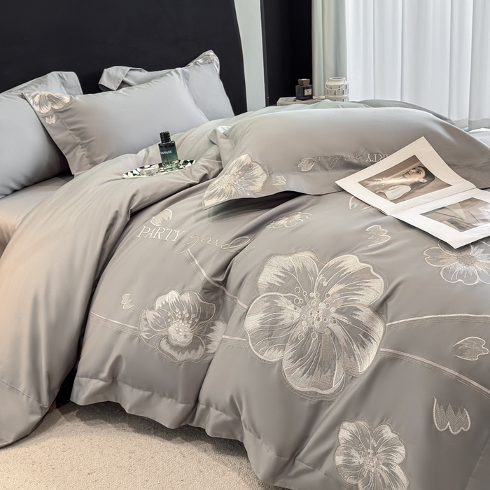 91家纺网 家纺一手货源 找家纺 女子家纺 2026新款A类长绒棉新疆全棉纯棉四件套-千幻影 高级灰