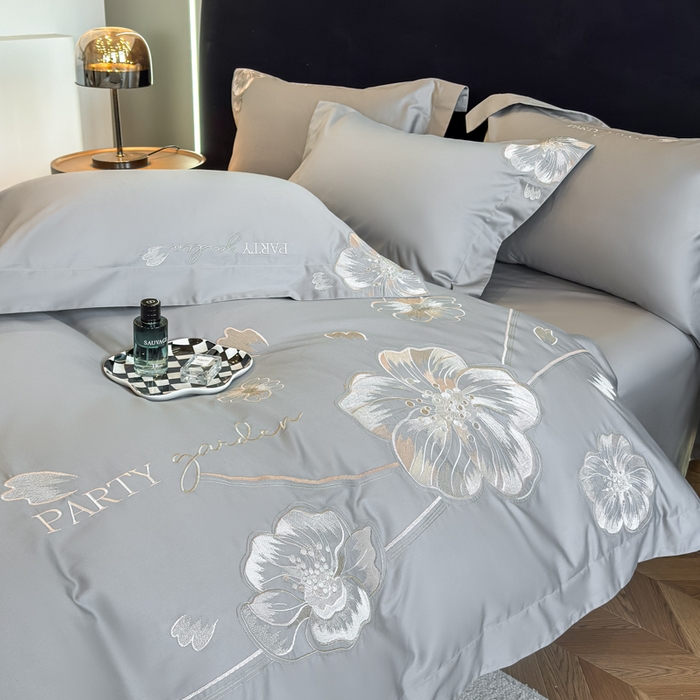 91家纺网 家纺一手货源 找家纺 女子家纺 2026新款A类长绒棉新疆全棉纯棉四件套-千幻影 高级灰