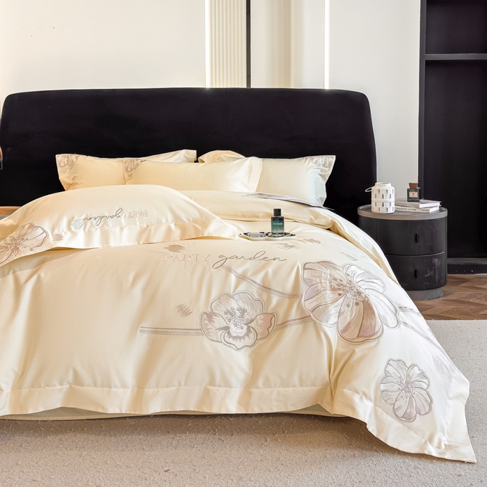 91家纺网 家纺一手货源 找家纺 女子家纺 2026新款A类长绒棉新疆全棉纯棉四件套-千幻影 奶昔白