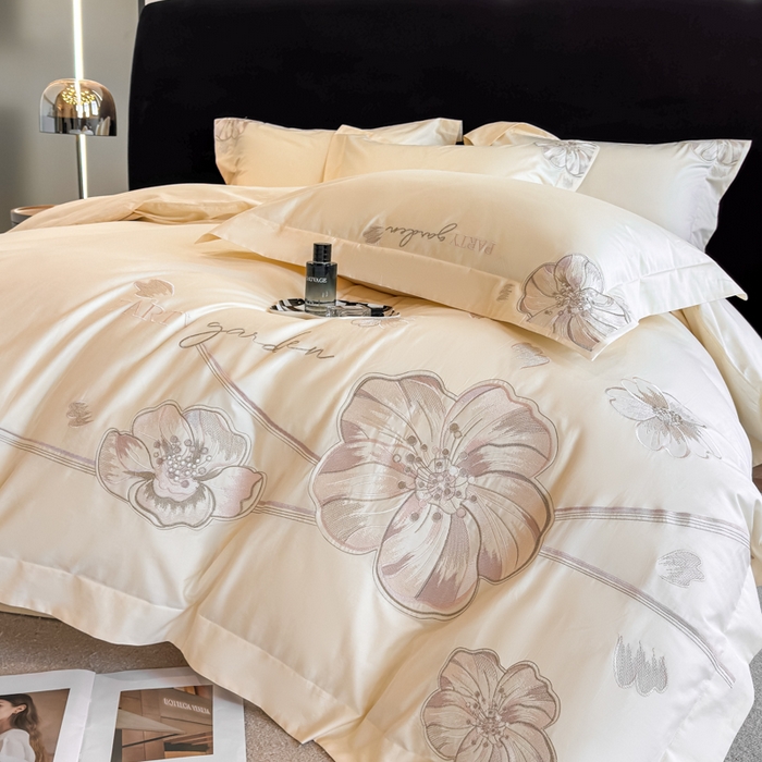 91家纺网 家纺一手货源 找家纺 女子家纺 2026新款A类长绒棉新疆全棉纯棉四件套-千幻影 奶昔白