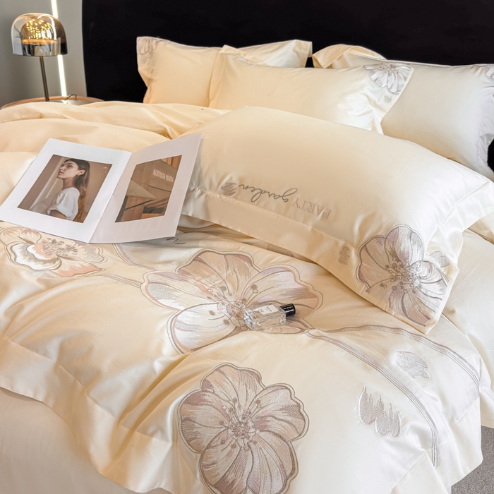 91家纺网 家纺一手货源 找家纺 女子家纺 2026新款A类长绒棉新疆全棉纯棉四件套-千幻影 奶昔白