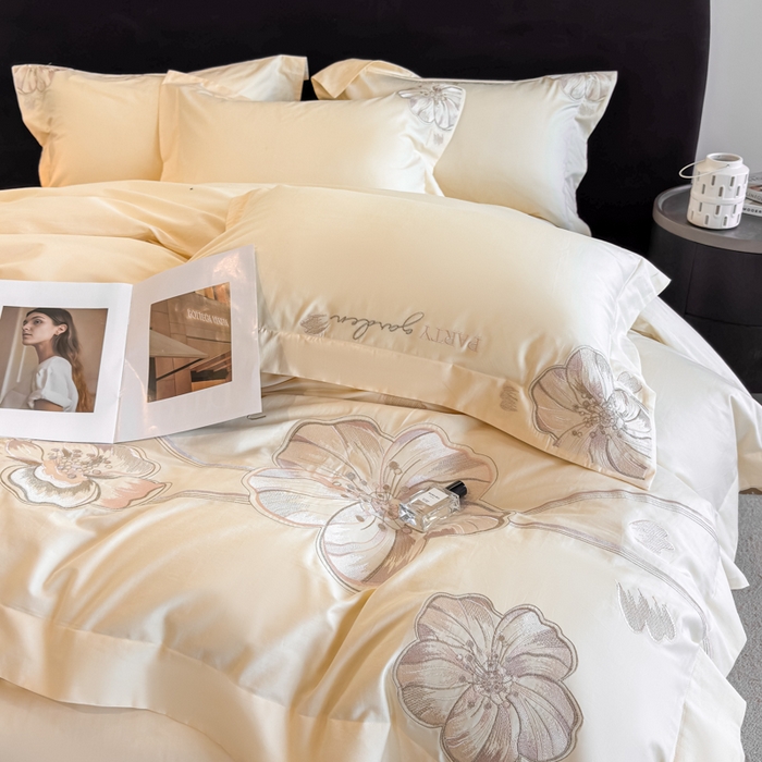 91家纺网 家纺一手货源 找家纺 女子家纺 2026新款A类长绒棉新疆全棉纯棉四件套-千幻影 奶昔白