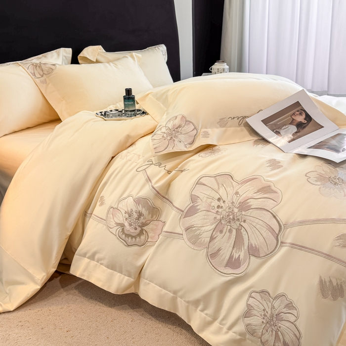 91家纺网 家纺一手货源 找家纺 女子家纺 2026新款A类长绒棉新疆全棉纯棉四件套-千幻影 奶昔白