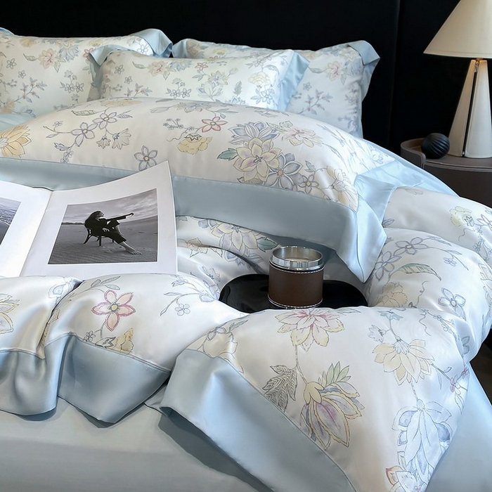 91家纺网 家纺一手货源 找家纺 （总）慕晨 2026新款大宽边高级简奢款凉感天丝莱赛尔数码印花丝滑丝绸四件套直播热款