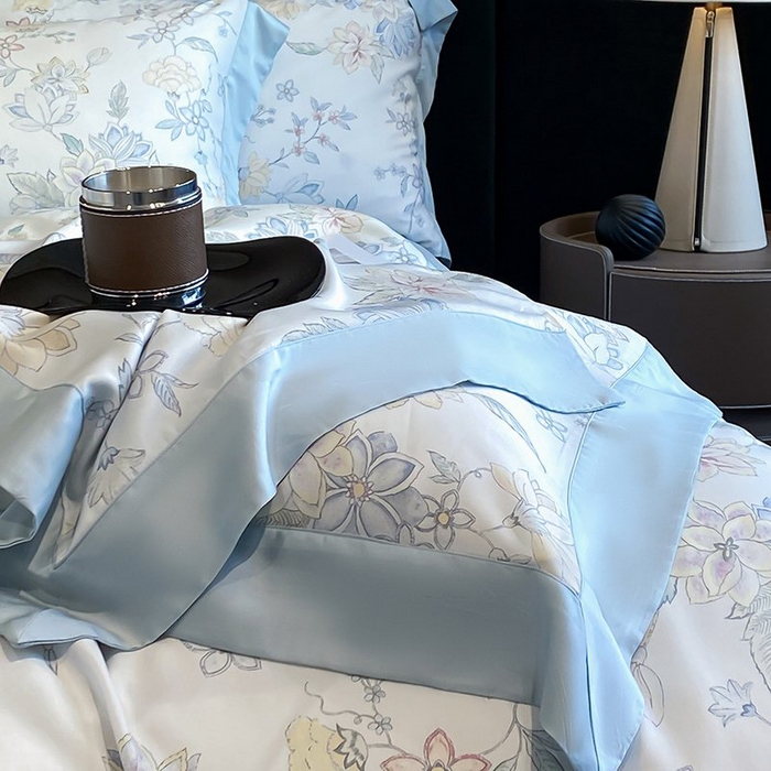 91家纺网 家纺一手货源 找家纺 （总）慕晨 2026新款大宽边高级简奢款凉感天丝莱赛尔数码印花丝滑丝绸四件套直播热款