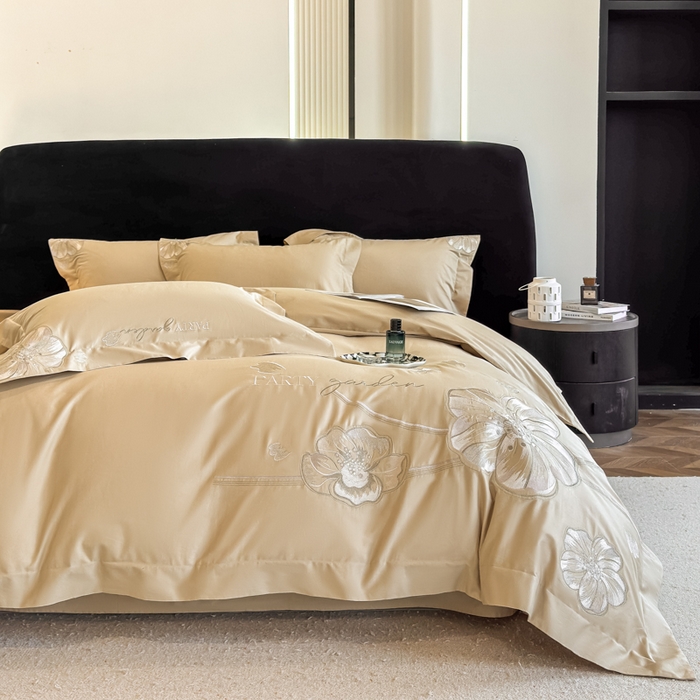 91家纺网 家纺一手货源 找家纺 女子家纺 2026新款A类长绒棉新疆全棉纯棉四件套-千幻影 浅香槟