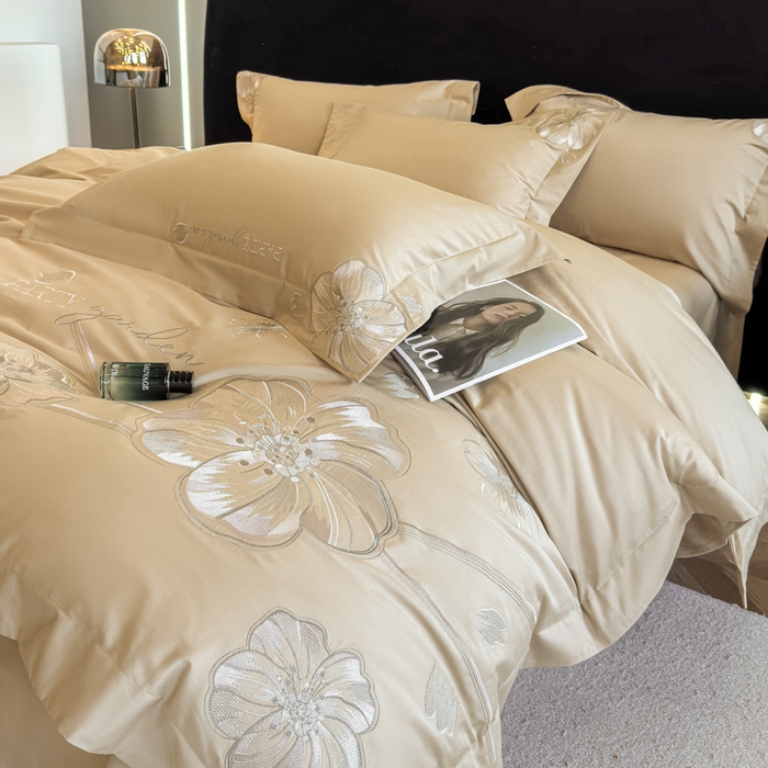 91家纺网 家纺一手货源 找家纺 女子家纺 2026新款A类长绒棉新疆全棉纯棉四件套-千幻影 浅香槟