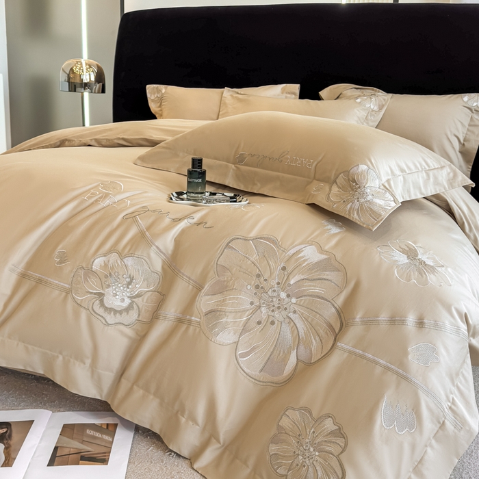 91家纺网 家纺一手货源 找家纺 女子家纺 2026新款A类长绒棉新疆全棉纯棉四件套-千幻影 浅香槟