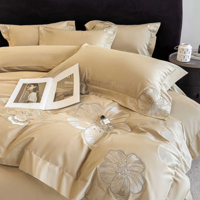 91家纺网 家纺一手货源 找家纺 女子家纺 2026新款A类长绒棉新疆全棉纯棉四件套-千幻影 浅香槟