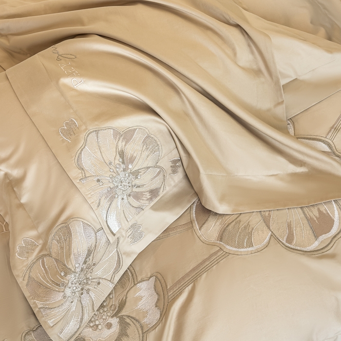 91家纺网 家纺一手货源 找家纺 女子家纺 2026新款A类长绒棉新疆全棉纯棉四件套-千幻影 浅香槟