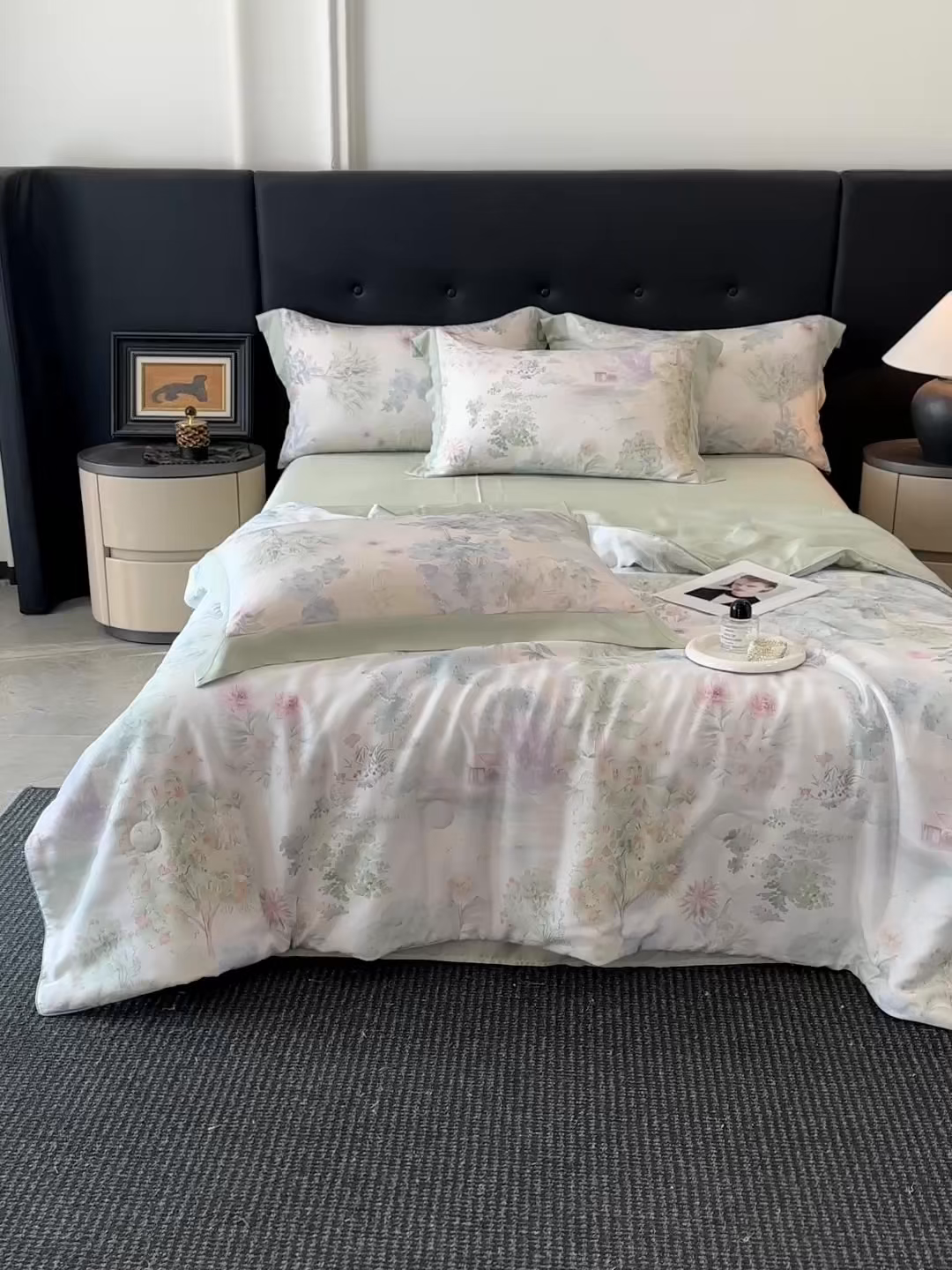 91家纺网 家纺一手货源 找家纺 （总）慕晨 2026新款大宽边天丝莱赛尔数码印花夏被四件套高级简奢款丝滑丝绸直播热款