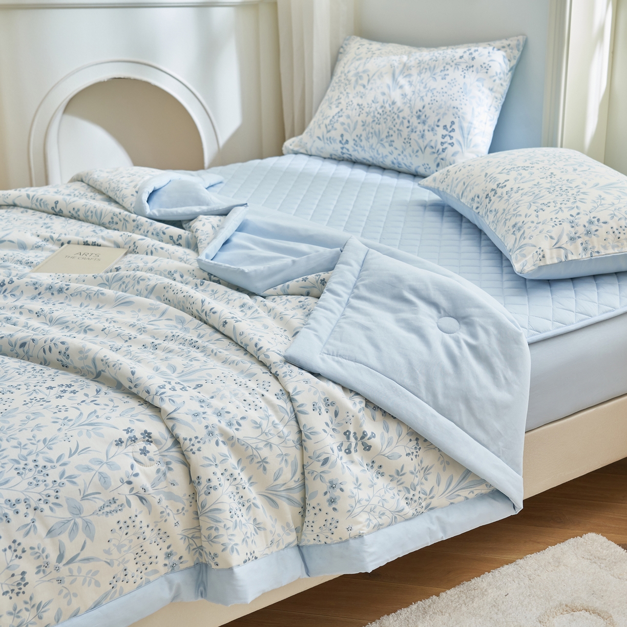 91家纺网 家纺一手货源 找家纺 吾诺家居 吾诺 2026新款 12868全棉印花棉花夏被四件套 全棉夏被四件套新疆棉花被 - 经典系列 冰蓝小花