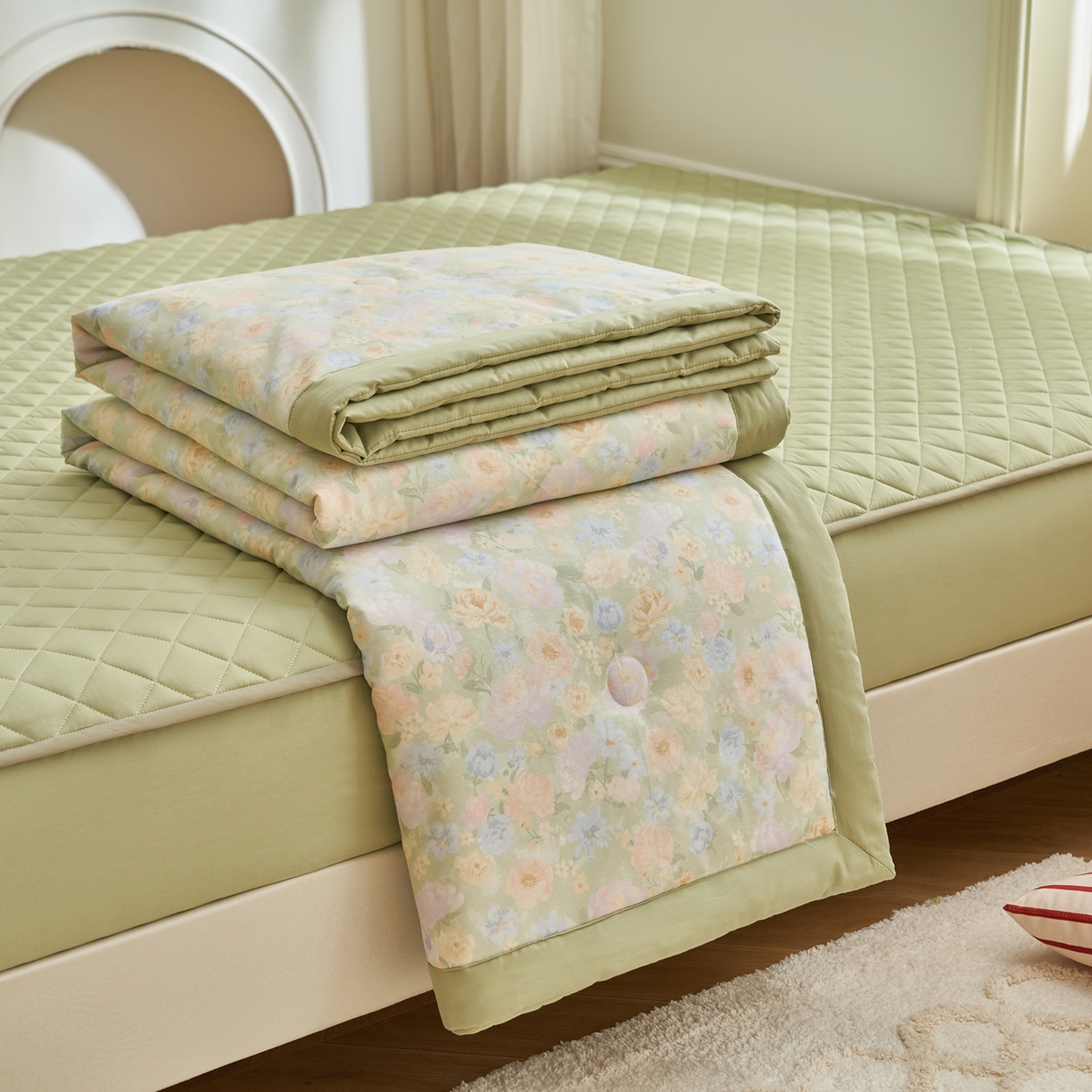 91家纺网 家纺一手货源 找家纺 吾诺家居 吾诺 2026新款 12868全棉印花棉花夏被四件套 全棉夏被四件套新疆棉花被 - 经典系列 春野织梦