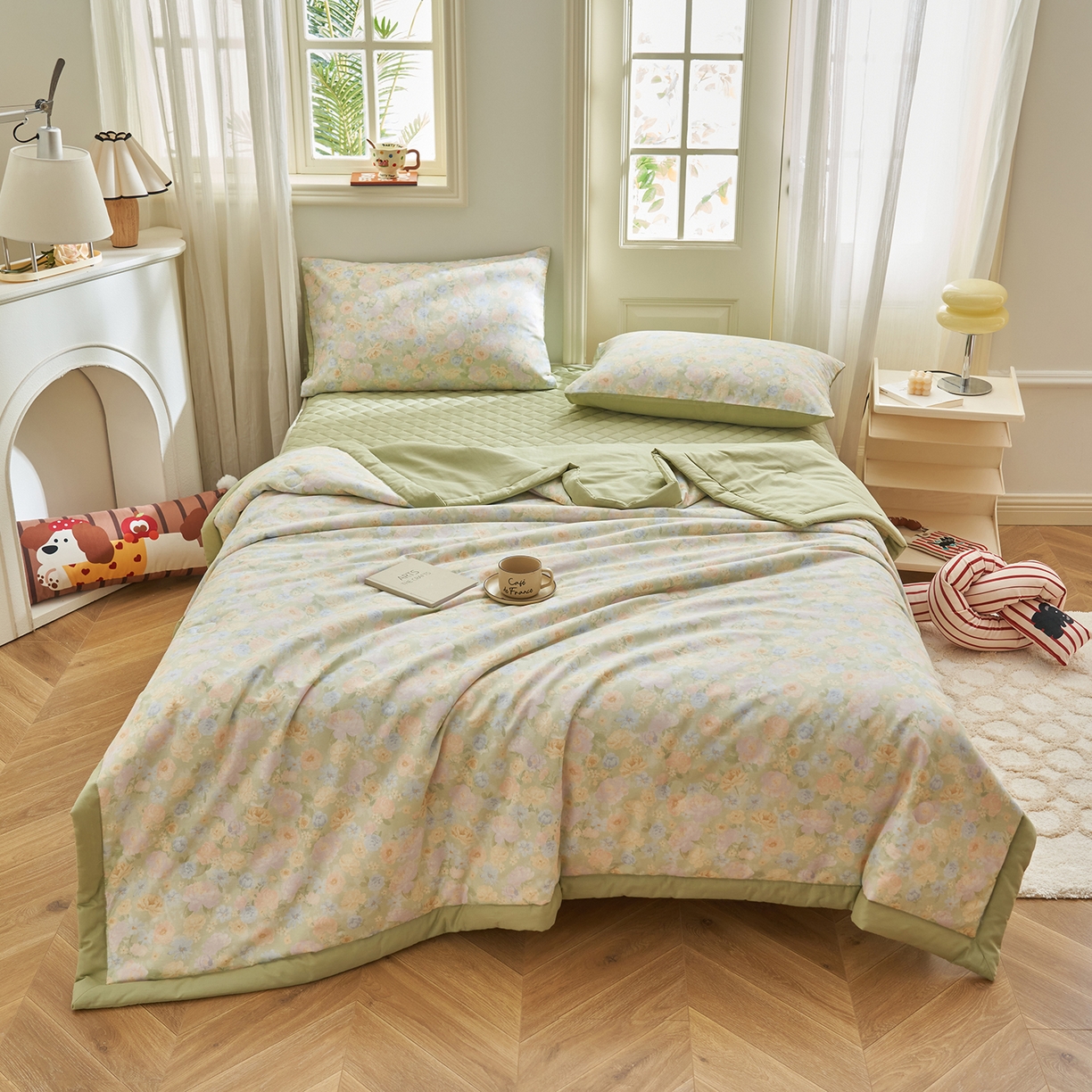 91家纺网 家纺一手货源 找家纺 吾诺家居 吾诺 2026新款 12868全棉印花棉花夏被四件套 全棉夏被四件套新疆棉花被 - 经典系列 春野织梦