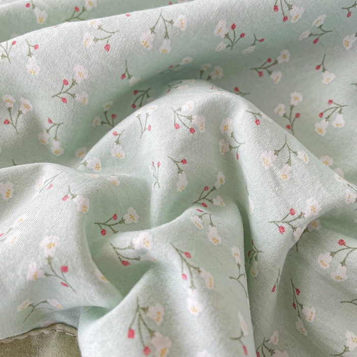 91家纺网 家纺一手货源 找家纺 艺慕家纺 2026新款直播热款古法仿棉水洗棉印花双层蕾丝花边床盖四件套 薄荷绿