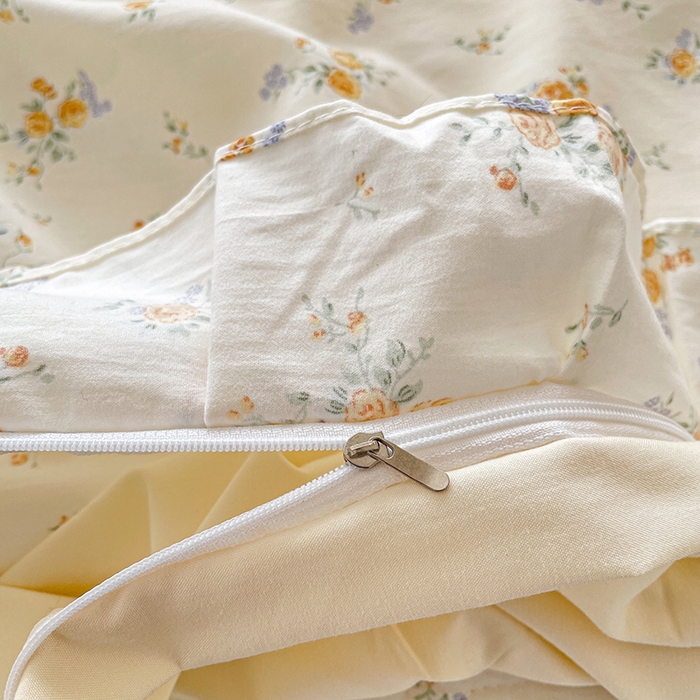 91家纺网 家纺一手货源 找家纺 艺慕家纺 2026新款直播热款古法仿棉水洗棉印花双层蕾丝花边床盖四件套 春日花语