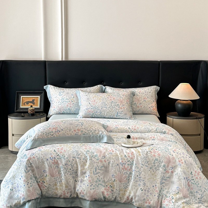 91家纺网 家纺一手货源 找家纺 （总）慕晨 2026新款大宽边高级简奢款凉感天丝莱赛尔数码印花丝滑丝绸四件套直播热款