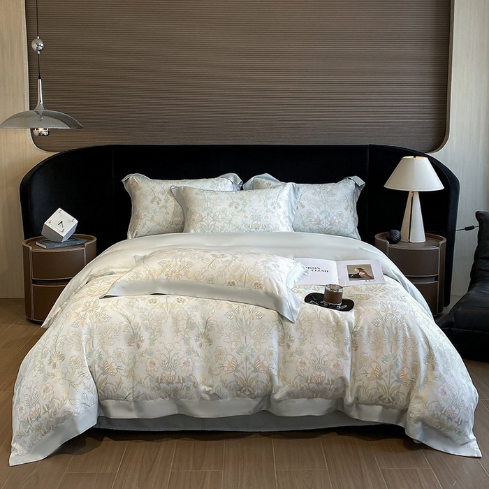 91家纺网 家纺一手货源 找家纺 （总）慕晨 2026新款大宽边高级简奢款凉感天丝莱赛尔数码印花丝滑丝绸四件套直播热款