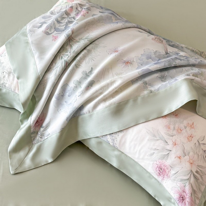 91家纺网 家纺一手货源 找家纺 慕晨 2026新款大宽边天丝莱赛尔数码印花夏被四件套高级简奢款丝滑丝绸直播热款 春树