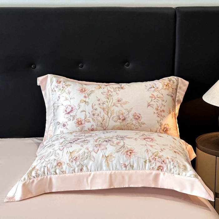 91家纺网 家纺一手货源 找家纺 慕晨 2026新款大宽边高级简奢款凉感天丝莱赛尔数码印花丝滑丝绸四件套直播热款 风栖