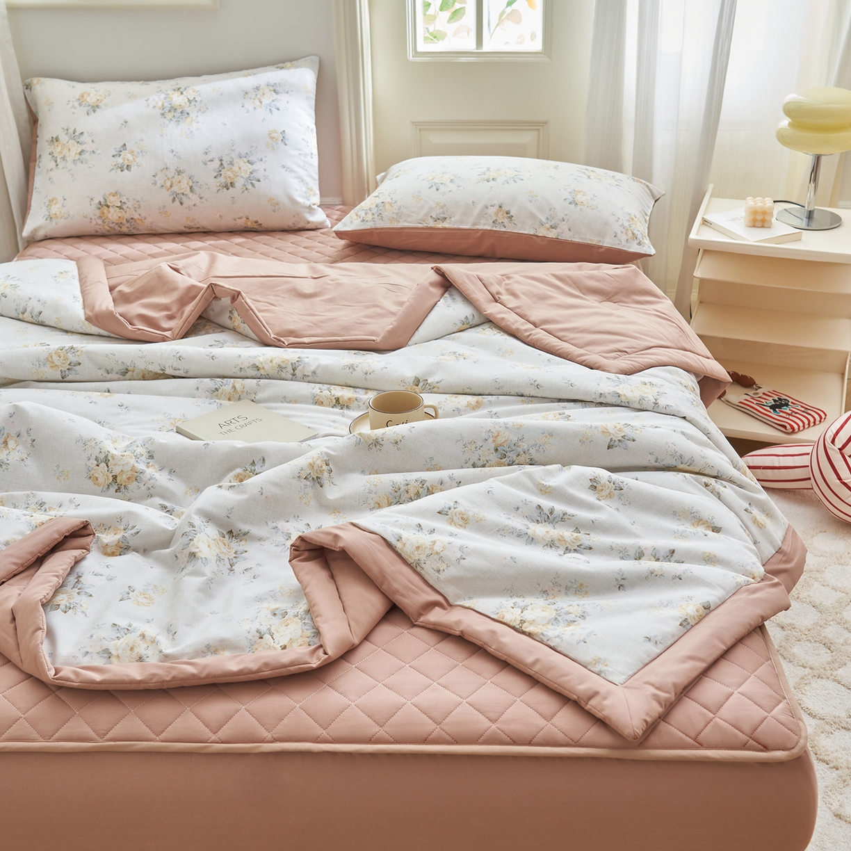 91家纺网 家纺一手货源 找家纺 吾诺家居 吾诺 2026新款 12868全棉印花棉花夏被四件套 全棉夏被四件套新疆棉花被 - 经典系列 焦糖玫瑰