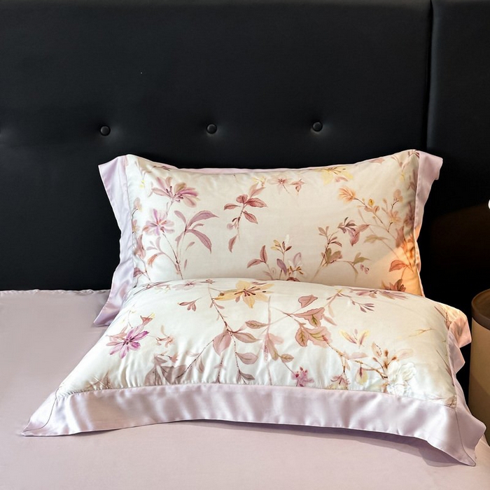 91家纺网 家纺一手货源 找家纺 慕晨 2026新款大宽边高级简奢款凉感天丝莱赛尔数码印花丝滑丝绸四件套直播热款 含芳