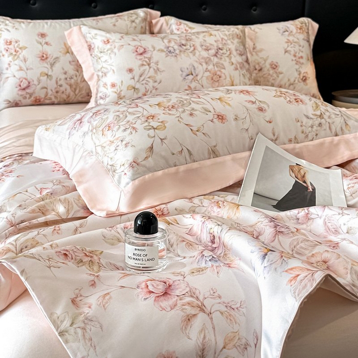 91家纺网 家纺一手货源 找家纺 慕晨 2026新款大宽边天丝莱赛尔数码印花夏被四件套高级简奢款丝滑丝绸直播热款 风栖