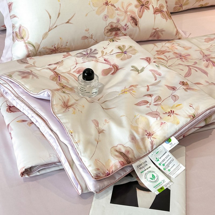 慕晨 2026新款大宽边天丝莱赛尔数码印花夏被四件套高级简奢款丝滑丝绸直播热款 含芳