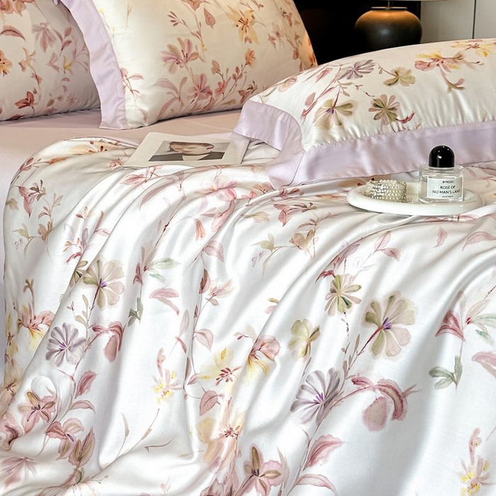 91家纺网 家纺一手货源 找家纺 慕晨 2026新款大宽边天丝莱赛尔数码印花夏被四件套高级简奢款丝滑丝绸直播热款 含芳