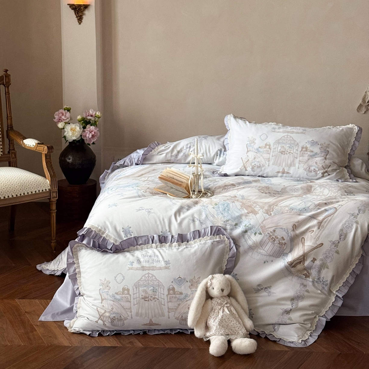 91家纺网 家纺一手货源 找家纺 优然居家纺 2026春夏新款全棉纯棉数码印花四件套-洛丽塔 洛丽塔-兰