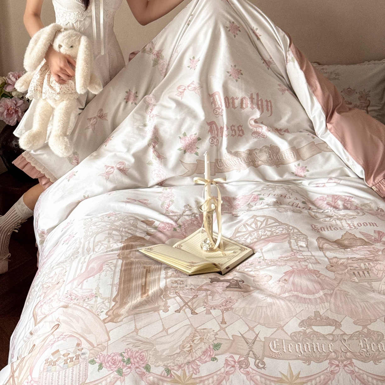 91家纺网 家纺一手货源 找家纺 优然居家纺 2026春夏新款全棉纯棉数码印花四件套-洛丽塔 洛丽塔-粉