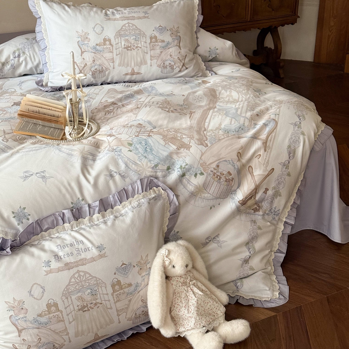 91家纺网 家纺一手货源 找家纺 优然居家纺 2026春夏新款全棉纯棉数码印花四件套-洛丽塔 洛丽塔-兰