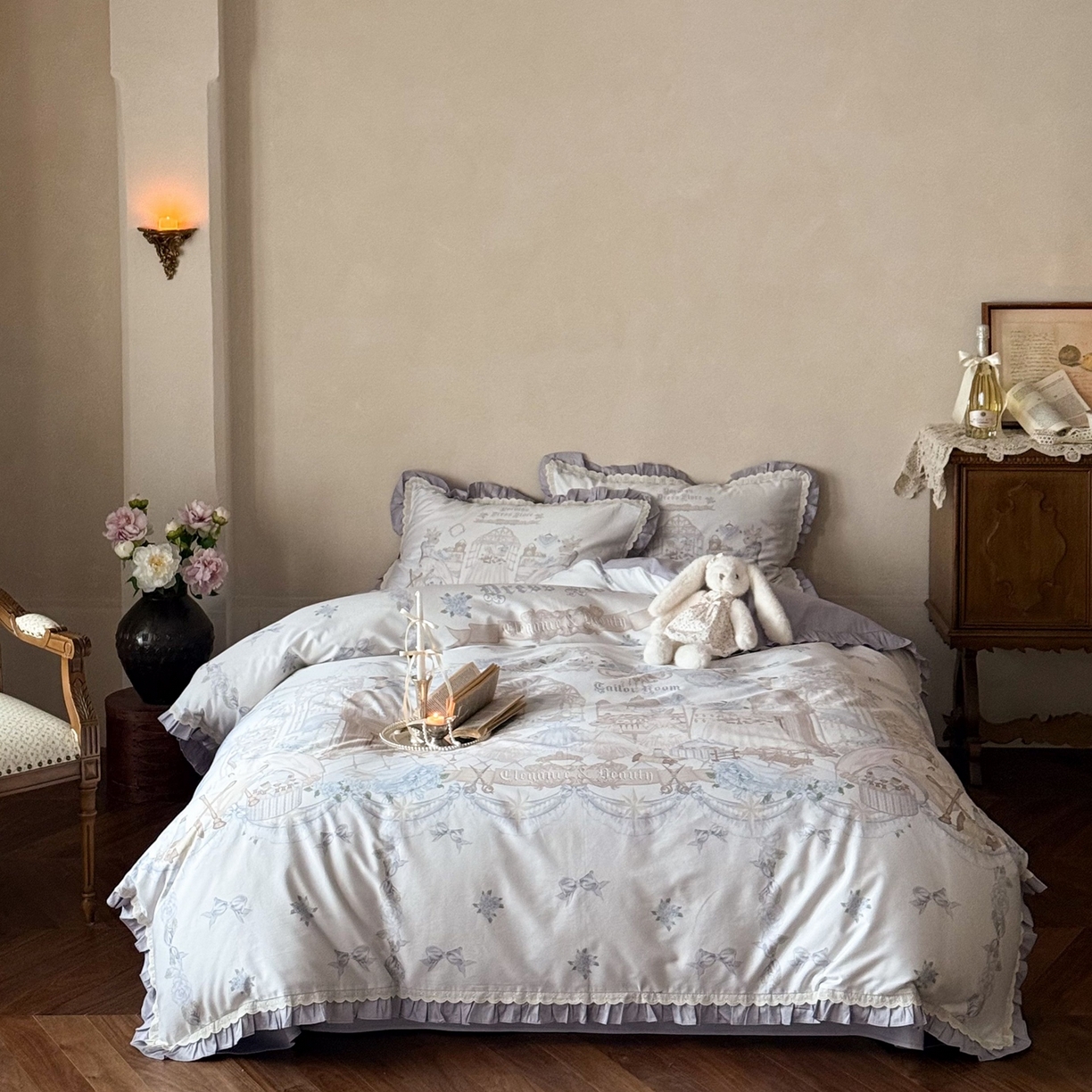 91家纺网 家纺一手货源 找家纺 优然居家纺 2026春夏新款全棉纯棉数码印花四件套-洛丽塔 洛丽塔-兰