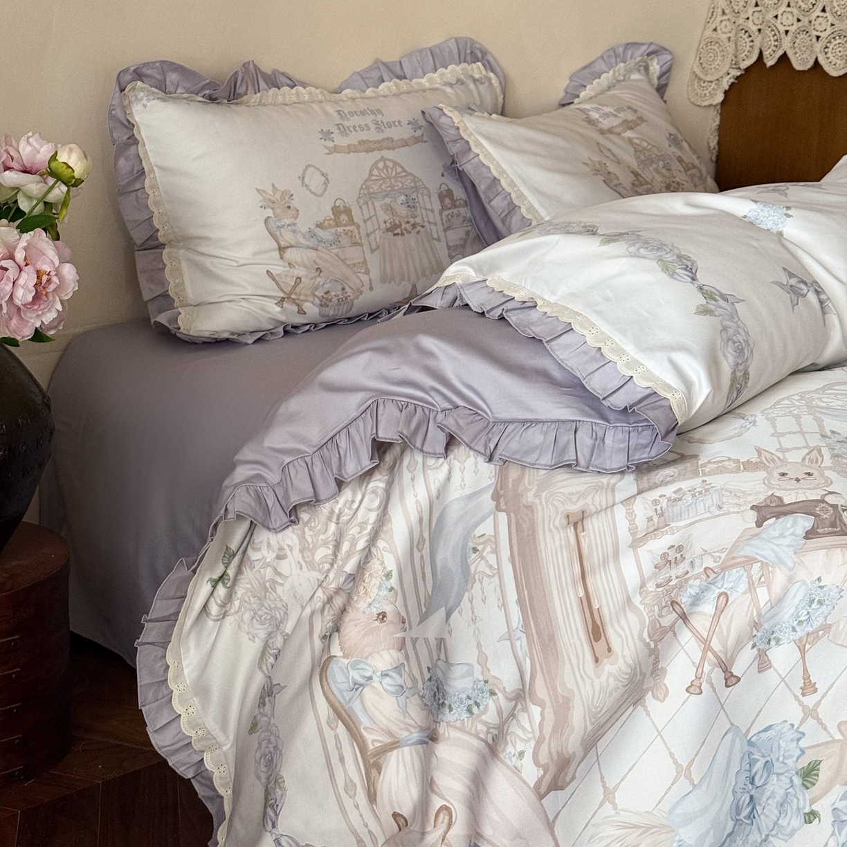 91家纺网 家纺一手货源 找家纺 优然居家纺 2026春夏新款全棉纯棉数码印花四件套-洛丽塔 洛丽塔-兰