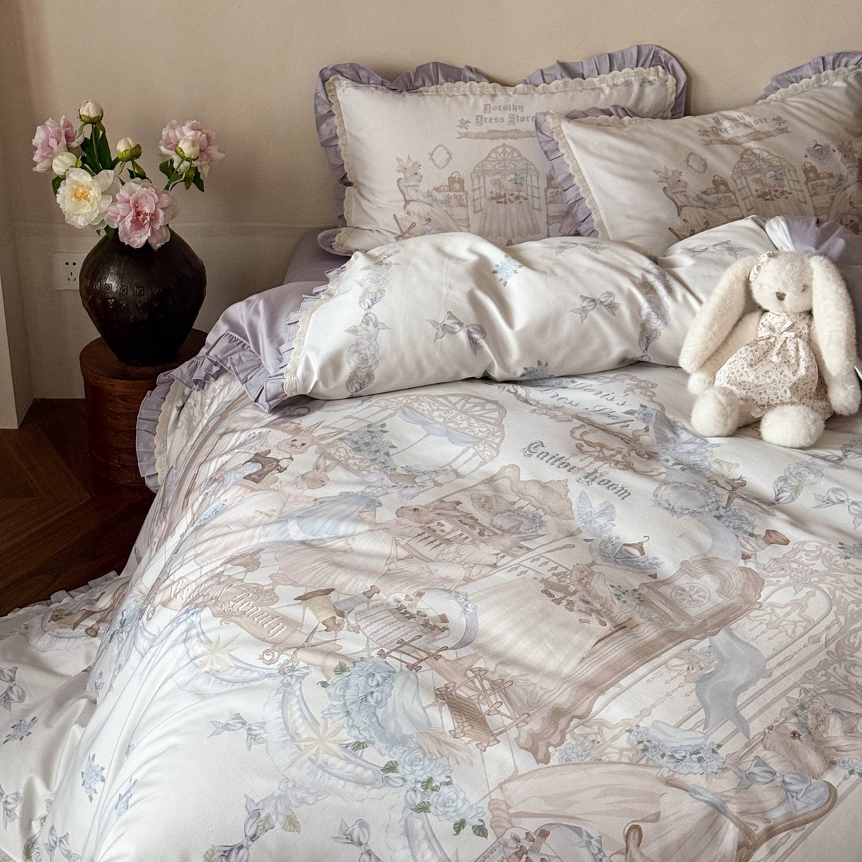 91家纺网 家纺一手货源 找家纺 优然居家纺 2026春夏新款全棉纯棉数码印花四件套-洛丽塔 洛丽塔-兰