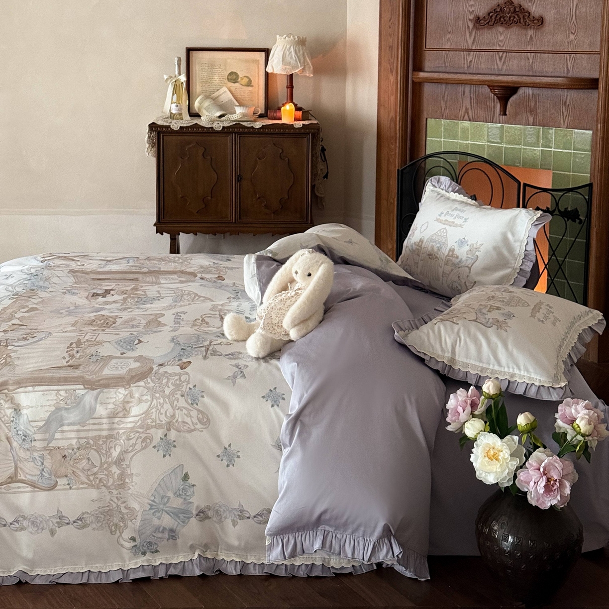 91家纺网 家纺一手货源 找家纺 优然居家纺 2026春夏新款全棉纯棉数码印花四件套-洛丽塔 洛丽塔-兰